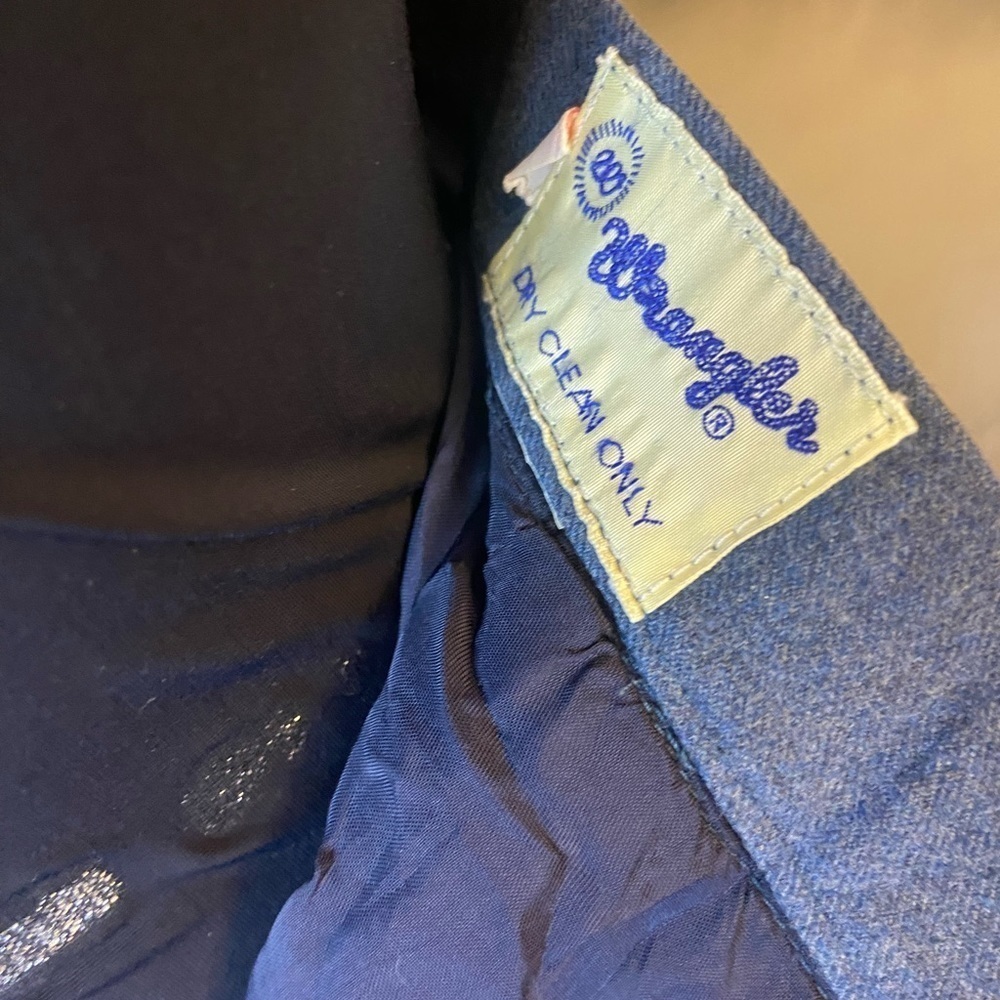 Vintage Wrangler Blue Grey Wool Pleated Skirt - Picture 9 of 14
